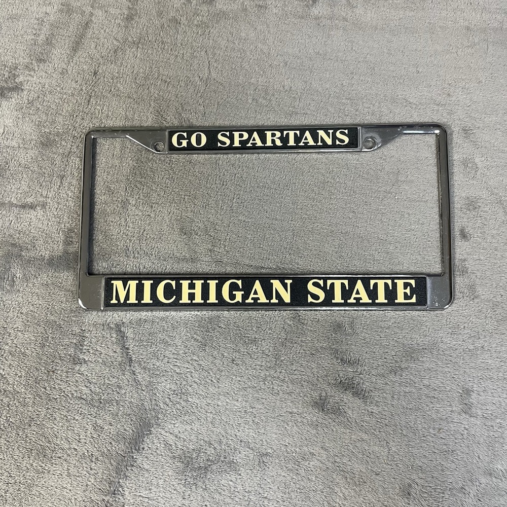 MSU MICHIGAN STATE SPARTANS Metal Go Spartans License Plate / Tag Frame